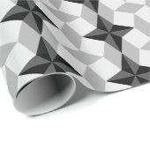 Black and Grey Starbust and Rhombus Pattern Cadeaupapier (Rol Hoek)