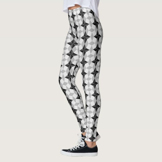 Black and Grey Starbust and Rhombus Pattern Leggings (Links)