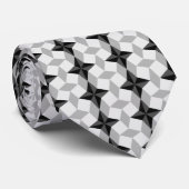 Black and Grey Starbust and Rhombus Pattern Stropdas (Opgerold)