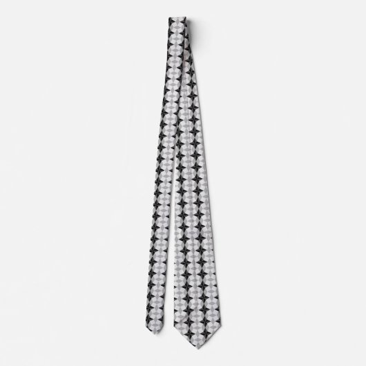 Black and Grey Starbust and Rhombus Pattern Stropdas (Achterkant)