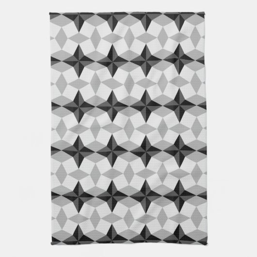 Black and Grey Starbust and Rhombus Pattern Theedoek (Verticaal)