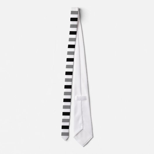 Black and Grey Stripes Pattern Modern White Stropdas (Achterkant)