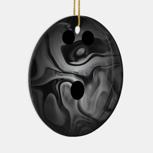 Black and Grey Swirl Bowling Ball Keramisch Ornament (Rechts)