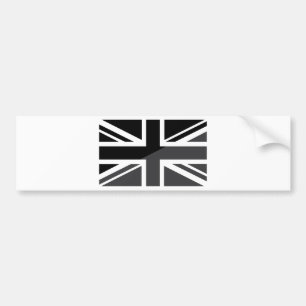 Black and Grey Union Jack British (UK) Flag Bumpersticker