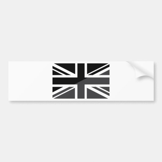 Black and Grey Union Jack British (UK) Flag Bumpersticker (Voorkant)