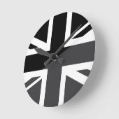 Black and Grey Union Jack British (UK) Flag Ronde Klok (Hoek)