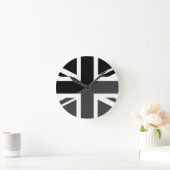Black and Grey Union Jack British (UK) Flag Ronde Klok (Huis)