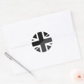 Black and Grey Union Jack British (UK) Flag Ronde Sticker (Envelop)