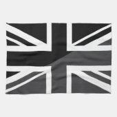 Black and Grey Union Jack British (UK) Flag Theedoek (Horizontaal)
