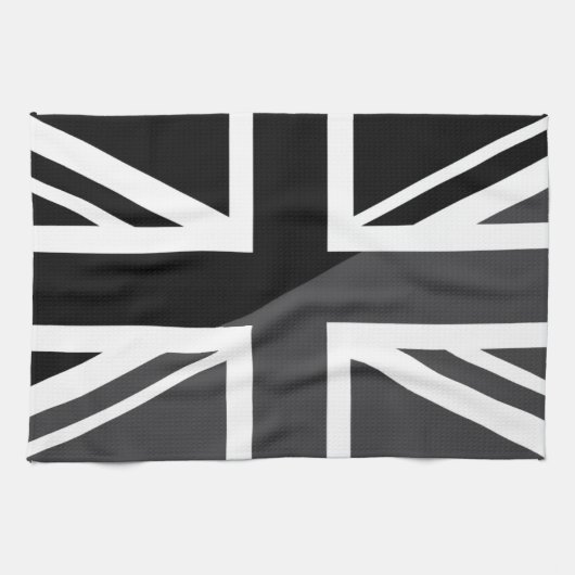 Black and Grey Union Jack British (UK) Flag Theedoek (Horizontaal)