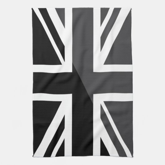 Black and Grey Union Jack British (UK) Flag Theedoek (Verticaal)
