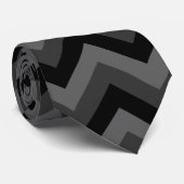 Black and Grey Zig Zag Pattern. Stropdas (Opgerold)