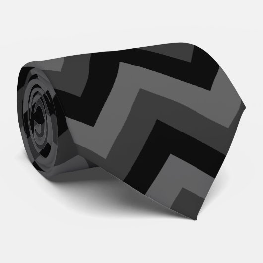 Black and Grey Zig Zag Pattern. Stropdas (Opgerold)