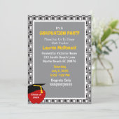 Black and GreyTeacher Afstuderen Invitation Kaart (Staand voorkant)