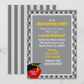 Black and GreyTeacher Afstuderen Invitation Kaart (Voorkant / Achterkant)