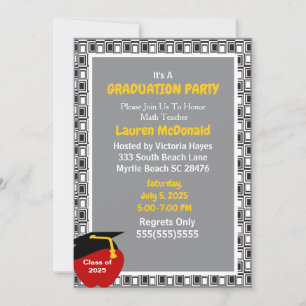 Black and GreyTeacher Afstuderen Invitation Kaart