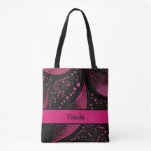 Black and Hot Pink Canvas tas met  naam