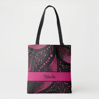 Black and Hot Pink Canvas tas met naam
