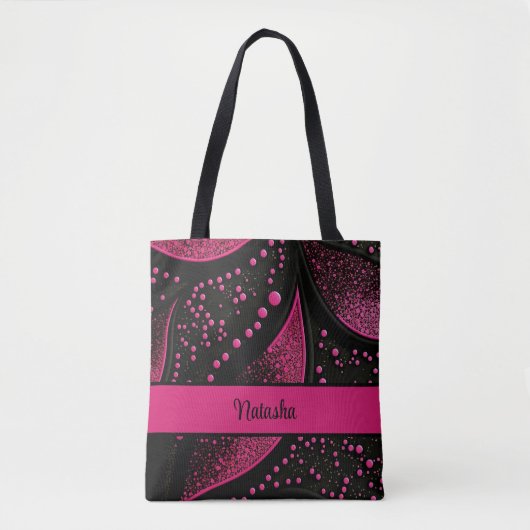 Black and Hot Pink Canvas tas met  naam (Voorkant)