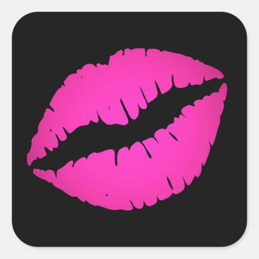 Black and Hot Pink Kiss Vierkante Sticker (Voorkant)