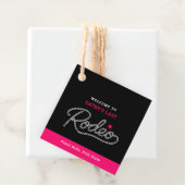 Black and Hot Pink Last Rodeo Bachelorette Party Bedankjes Labels (In situ)