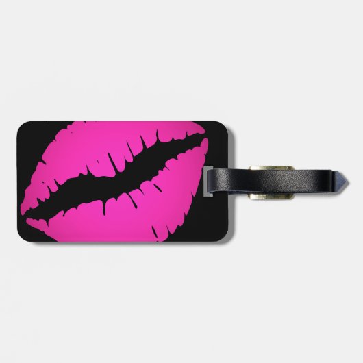 Black and Hot Pink Ombre Lipstick Kiss Bagagelabel (Achterkant horizontaal)