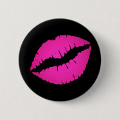 Black and Hot Pink Ombre Lipstick Kiss Ronde Button 5,7 Cm (Voorkant)