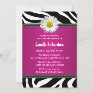 Black and Hot Pink, Zebra Sweet Sixteen-uitnodigin Kaart