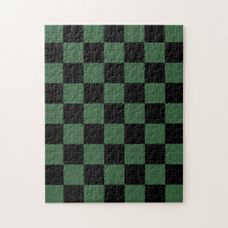 Black and Hunter Green Checkered Pattern Legpuzzel