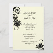 Black and Ivory Uitnodiging voor huwelijksreceptie (Voorkant)