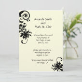 Black and Ivory Uitnodiging voor huwelijksreceptie (Staand voorkant)