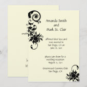 Black and Ivory Uitnodiging voor huwelijksreceptie (Voorkant / Achterkant)