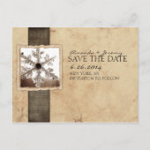 Black and Ivory Winter Snowflake Save the Date Aankondigingskaart (Voorkant)
