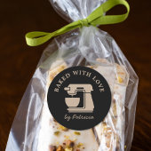 Black And Kraft Beige Custom Baked With Love Ronde Sticker