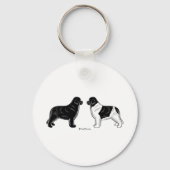 Black and Landseer Newfoundland Dogs Sleutelhanger (Voorkant)