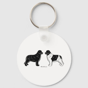 Black and Landseer Newfoundland Dogs Sleutelhanger