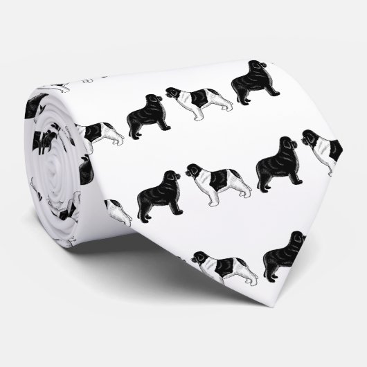 Black and Landseer Newfoundland Dogs Stropdas (Opgerold)
