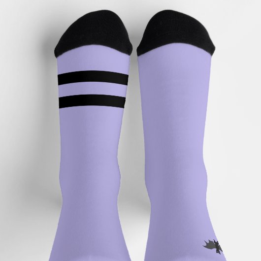 Black and Lavender Bat Crew Socks Sokken (Top)
