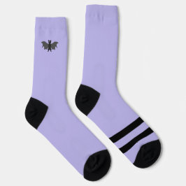 Black and Lavender Bat Crew Socks Sokken