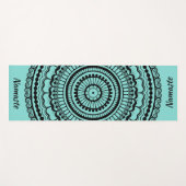 Black and Light Blauwgroen Mehndi Henna Mandala Yogamat (Voorkant (horizontaal))
