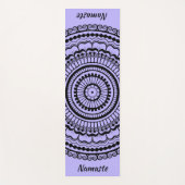Black and Light Paars Mehndi Henna Mandala Yogamat (Voorkant)