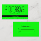 Black and Lime Green Beauty Salon Afsprakenkaartje (Voorkant / Achterkant)