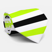 Black and Limoen Stripes Pattern Modern White Stropdas (Opgerold)