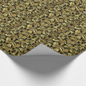 Black and Metallic Gold Floral Damascus 3 Patroon Cadeaupapier (Hoek)