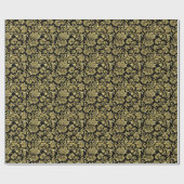 Black and Metallic Gold Floral Damascus 4 Patroon Cadeaupapier (Vlak)
