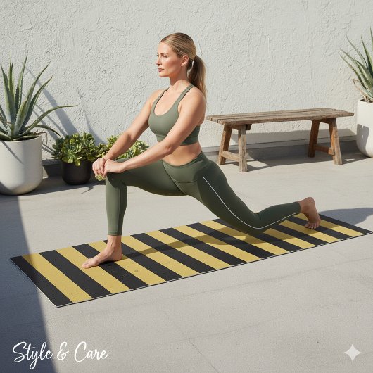 Black and Metallic Gold Horizontal Striped Yogamat