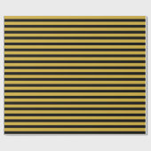Black And Metallic Gold Stripe Pattern Premium Cadeaupapier (Vlak)