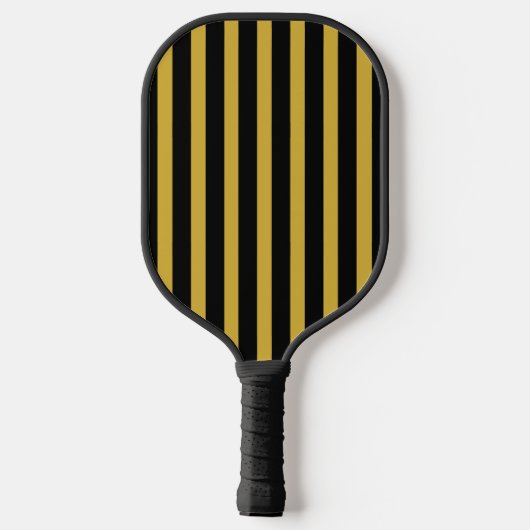 Black and Metallic Gold Striped Pickleball Paddle (Achterkant)