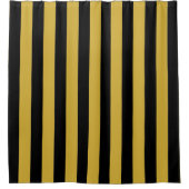 Black and Metallic Gold Vertical Striped Stylish Douchegordijn (Voorkant)
