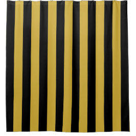 Black and Metallic Gold Vertical Striped Stylish Douchegordijn